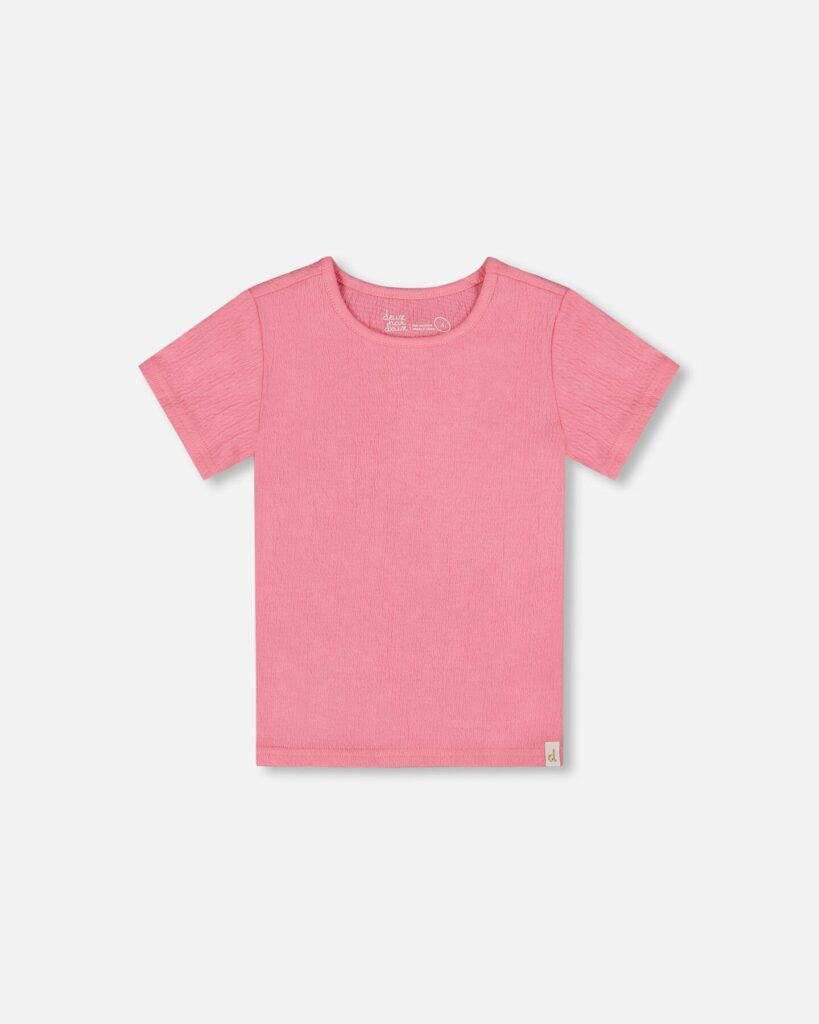 Crinkle Short Sleeve Top for Girls – Candy Pink by Deux par Deux | Soft, Playful & Versatile Kids Clothing