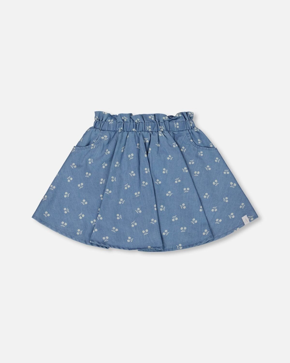 Chambray Skort for Girls – Blue & White Cherry Print by Deux par Deux | Stylish & Comfortable Kidswear