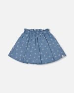 Chambray Skort for Girls – Blue & White Cherry Print by Deux par Deux | Stylish & Comfortable Kidswear