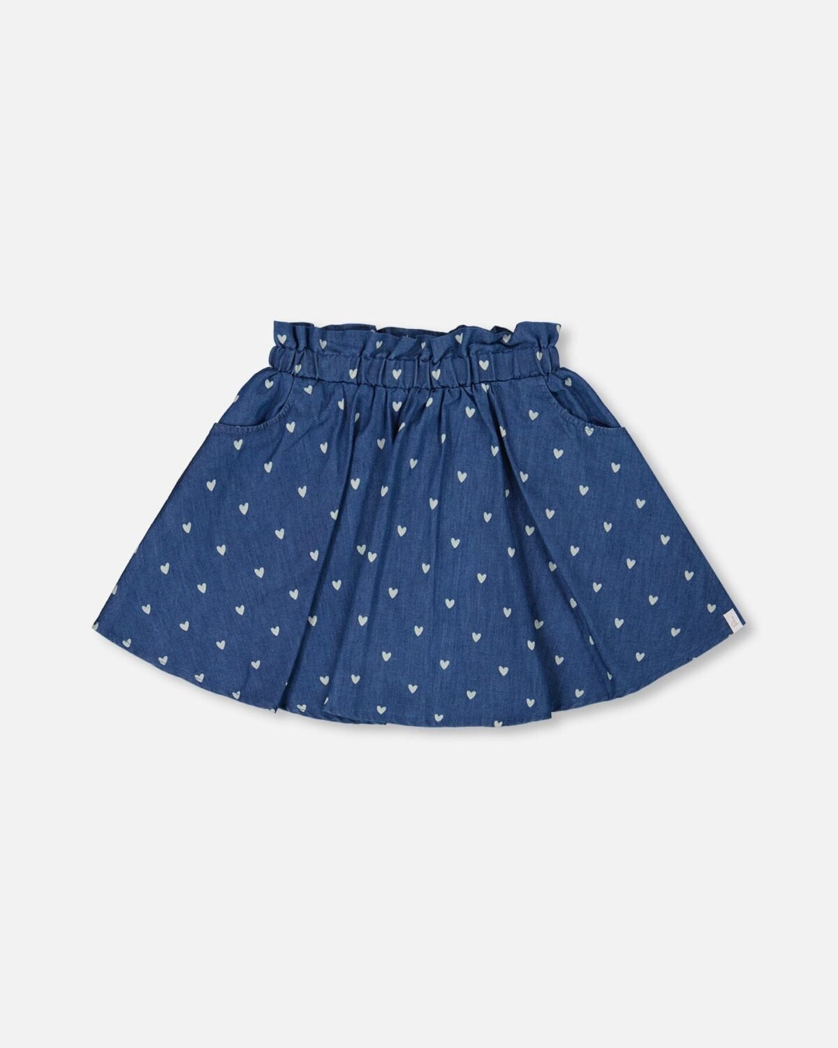 Printed Chambray Skort for Girls – Navy Blue & White Hearts Design by Deux par Deux | Stylish & Comfortable Summer Wear