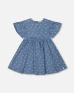 Charming Girls Chambray Dress – Blue and White Cherries by Deux par Deux | Soft, Stylish & Perfect for Summer