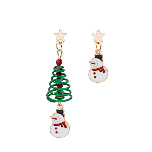 Creative Asymmetric Spiral Christmas Tree Pendant Stud Earrings