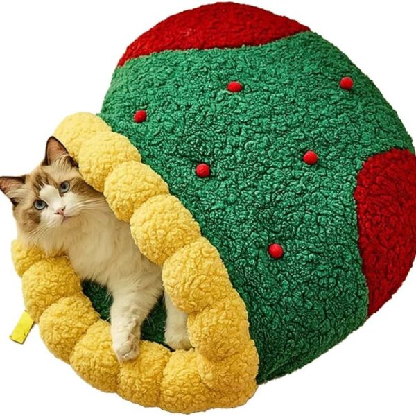 Christmas Sock Shaped Cat Nest, Cat Bed, Winter Warm Semi-Enclosed Cat Sleeping Bag, Or Christmas Small Dog Kennel