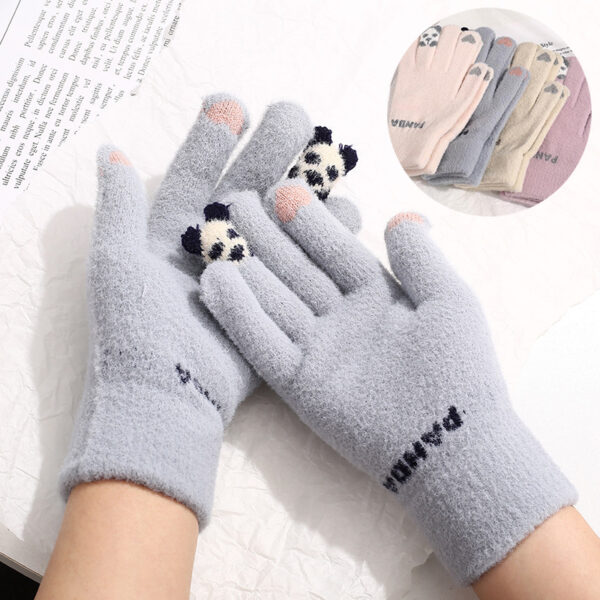 Knitted Gloves Touchscreen Winter Cute Panda Warm Goves For Cycling Women