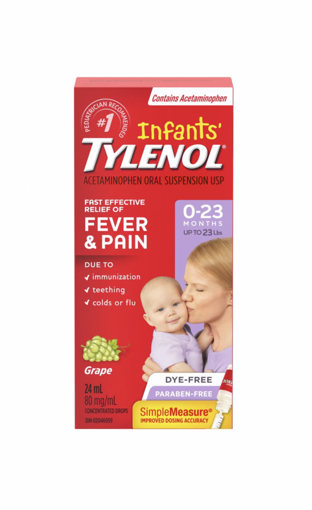 TYLENOL Infants' Medicine, Fever & Pain Drops, Dye Free Grape